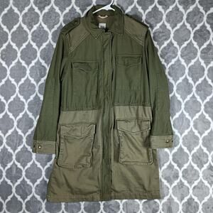 GAP Jacket Womens Small Green Utility Field Parka Coat Cotton Military Style